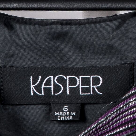 Kasper Blazer Jacket Tank Set 6 Women Purple Silver Striped Career Metallic - Picture 8 of 9